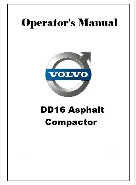 Volvo DD16 Asphalt Compactor Pdf Operator's Manual
