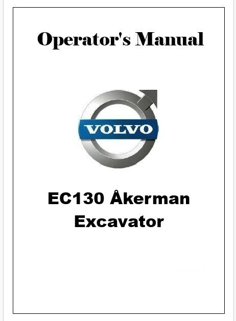 Volvo EC130 Åkerman Excavator Pdf Operator's Manual