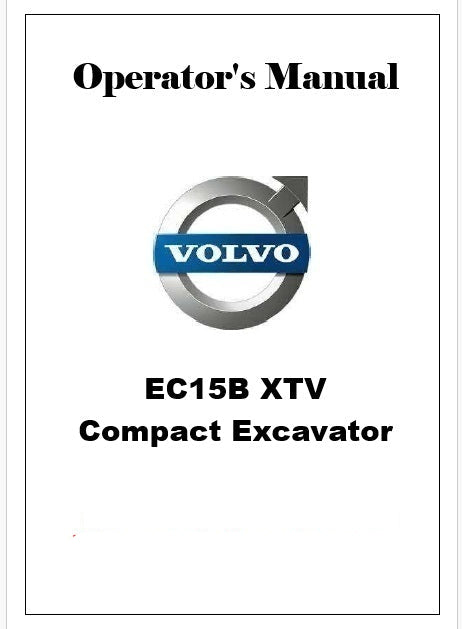 Volvo EC15B XTV Compact Excavator Pdf Operator's Manual