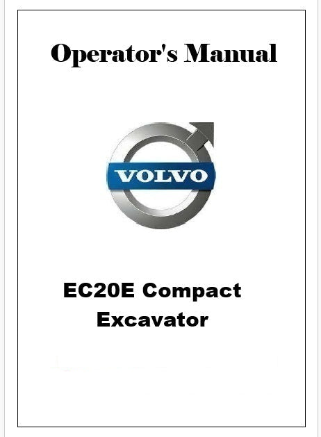 Volvo EC20E Compact Excavator Pdf Operator's Manual