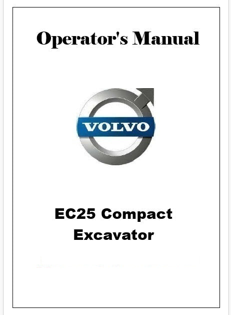 Volvo EC25 Compact Excavator Pdf Operator's Manual