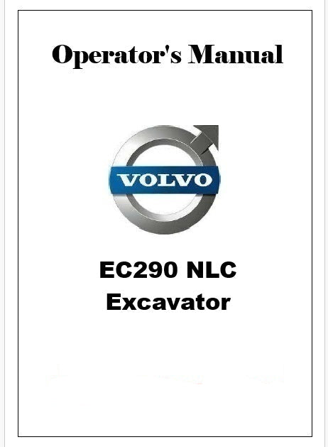 Volvo EC290 NLC Excavator Pdf Operator's Manual