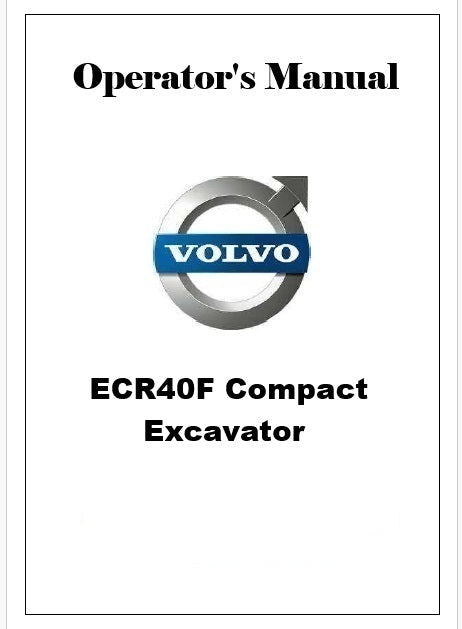 Volvo ECR40F Compact Excavator Pdf Operator's Manual
