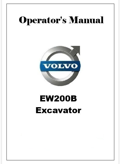 Volvo EW200B Excavator Pdf Operator's Manual