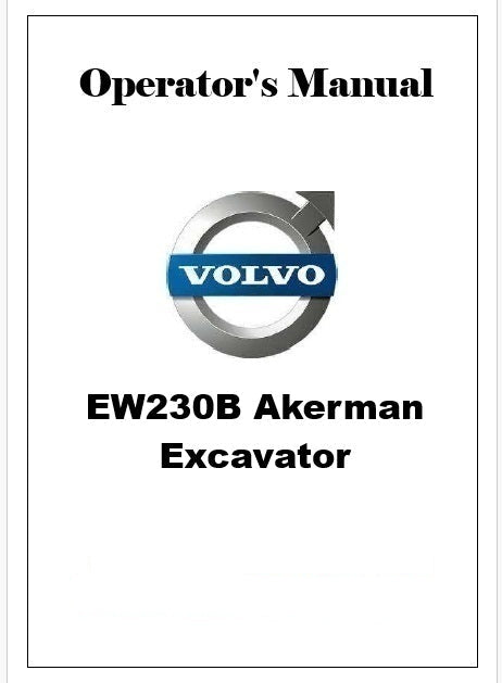 Volvo EW230B Akerman Excavator Pdf Operator's Manual