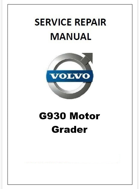 Volvo G930 Motor Grader Pdf Repair Service Manual