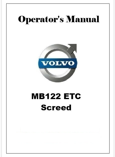 Volvo MB122 ETC Screed Pdf Operator's Manual