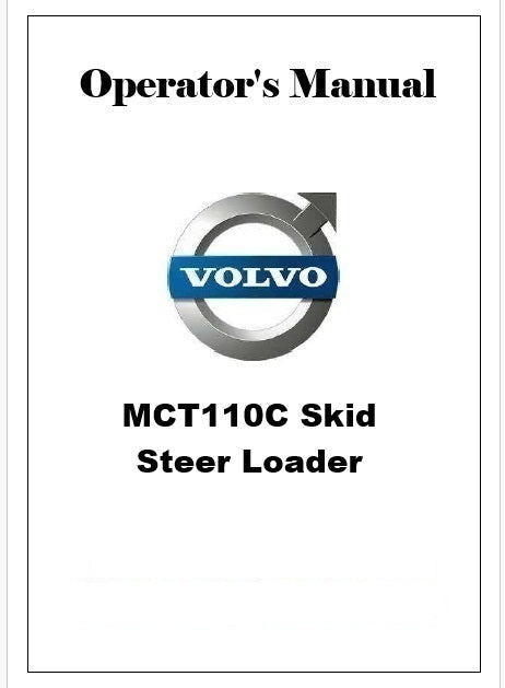 Volvo MCT110C Skid Steer Loader Pdf Operator's Manual