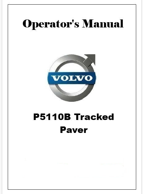 Volvo P5110B Tracked Paver Pdf Operator's Manual