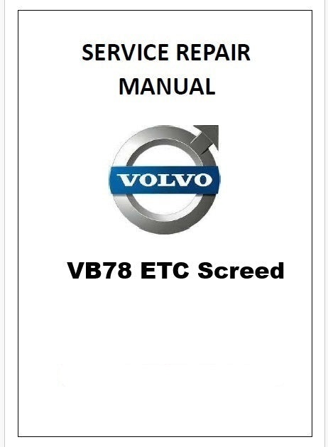 Volvo VB78 ETC Screed Pdf Repair Service Manual