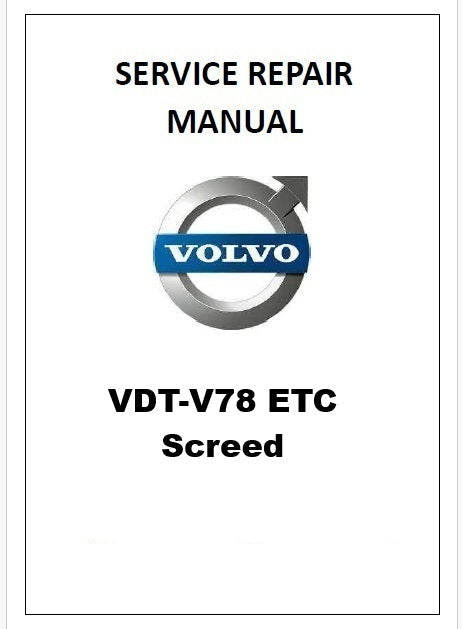 Volvo VDT-V78 ETC Screed Pdf Repair Service Manual
