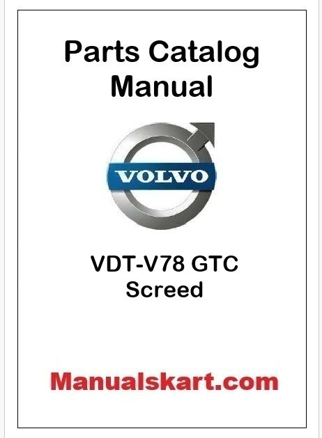 Volvo VDT-V78 GTC Screed Pdf Parts Catalog Manual