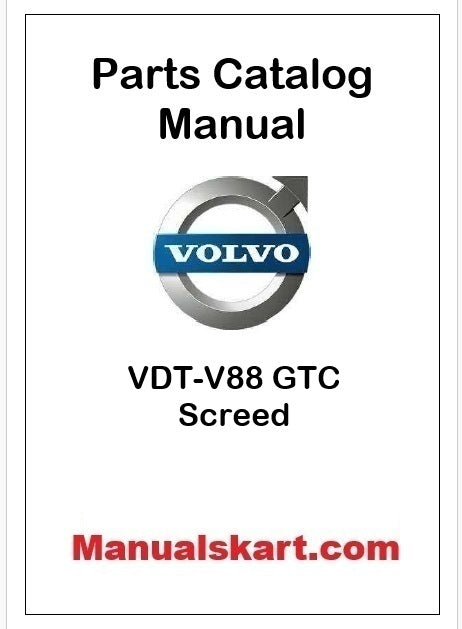 Volvo VDT-V88 GTC Screed Pdf Parts Catalog Manual