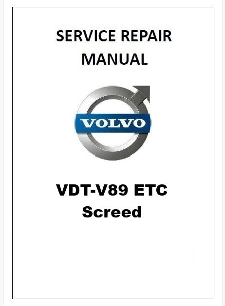 Volvo VDT-V89 ETC Screed Pdf Repair Service Manual