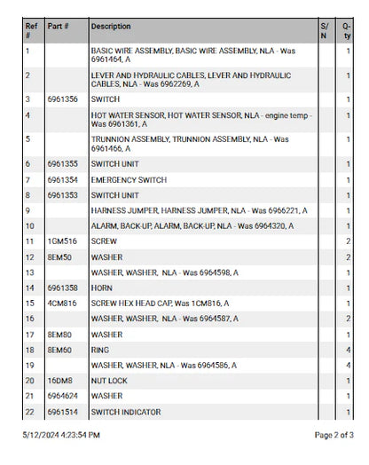 Bobcat S205 Skid Steer Loader Parts Manual