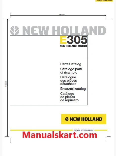 New Holland E305 Crawler Excavator PDF Parts Catalog Manual