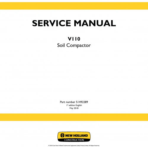 New Holland V110 Soil Compactor Pdf Repair Service Manual (p. Nb. 51492289)