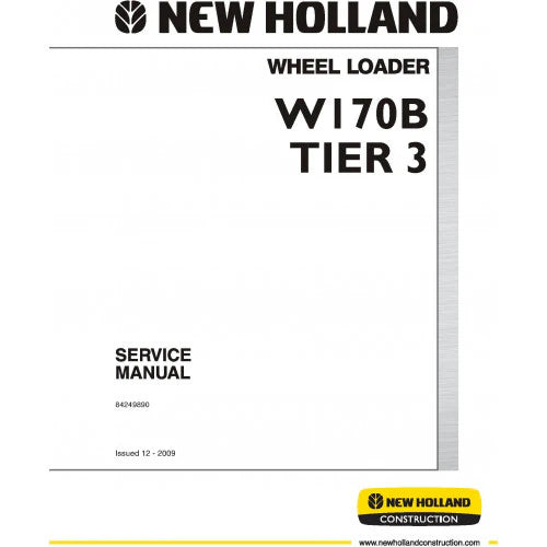 New Holland W170B Wheel Loader Pdf Repair Service Manual (p. Nb. 84249890)