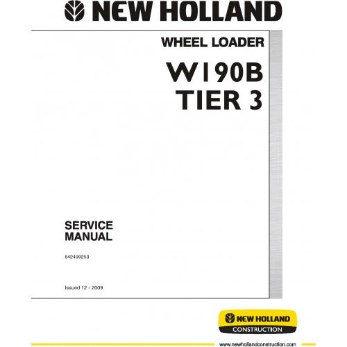 New Holland W190B Wheel Loader Pdf Repair Service Manual (p. Nb. 84299253)